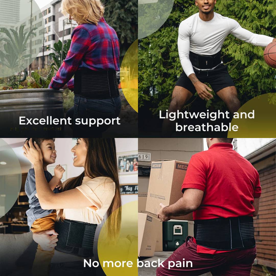 BackGuard Premium Back Pain Support Belt | Targeted Compression Relief - for Lower Back Strain - Herniated Discs and Posture Improvement Bowlift