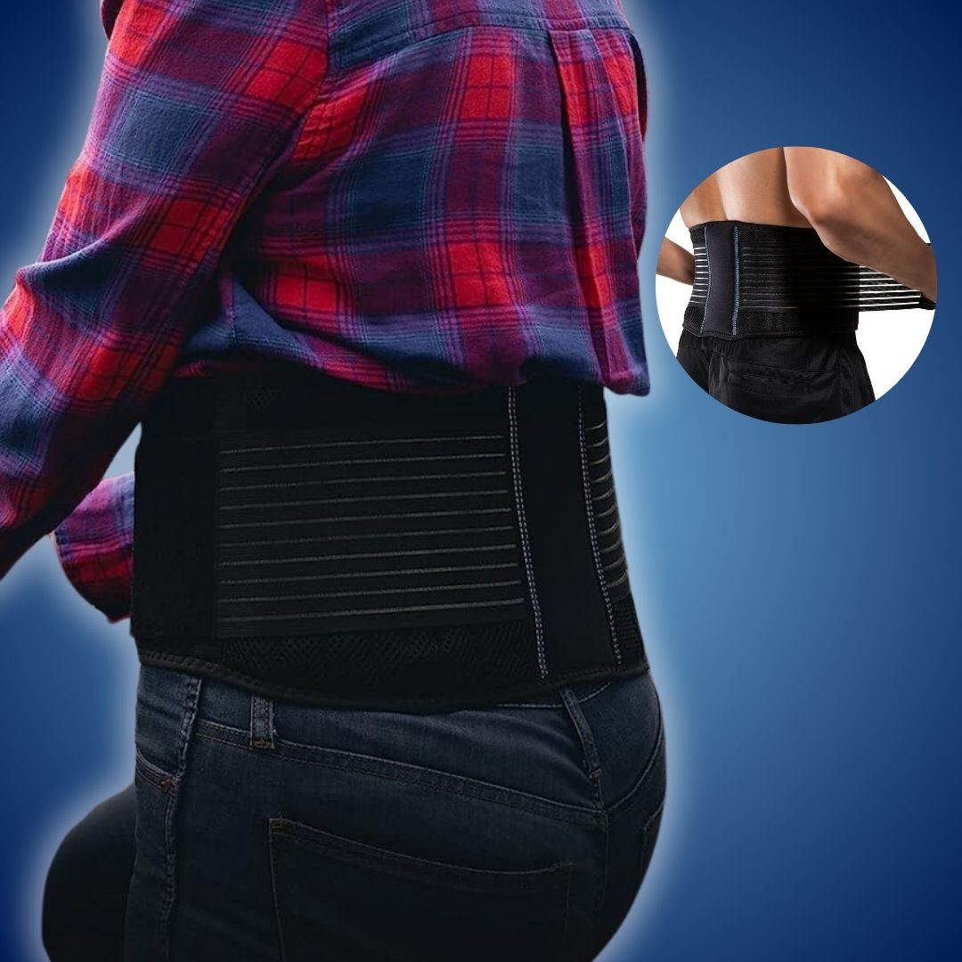 BackGuard Premium Back Pain Support Belt | Targeted Compression Relief - for Lower Back Strain - Herniated Discs and Posture Improvement Bowlift