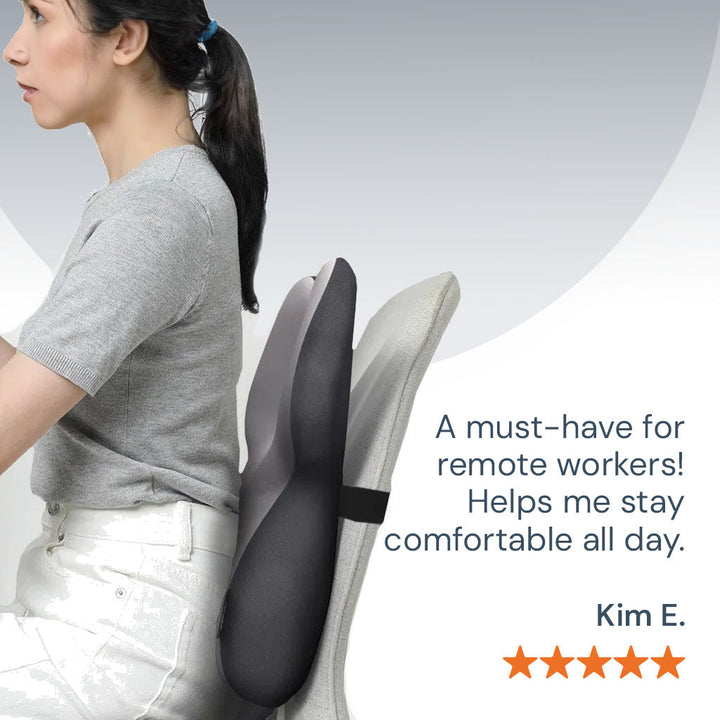 BowLift | Adjustable Memory Foam Lumbar Support Cushion | Backrest Support for office chair Ergonomic Design for Back Pain Relief at Home, Office & Car