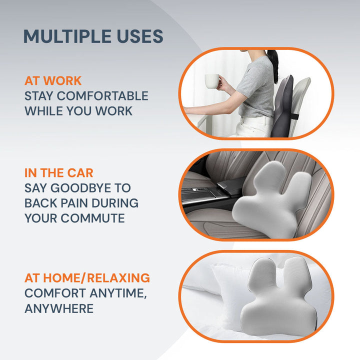 BowLift | Adjustable Memory Foam Lumbar Support Cushion | Backrest Support for office chair Ergonomic Design for Back Pain Relief at Home, Office & Car