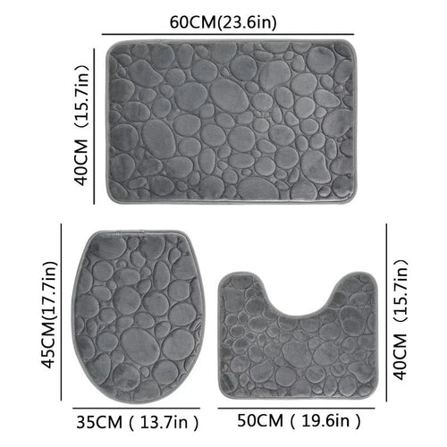 BowLift | 3-piece bathroom mat set made of microfiber, non-slip & absorbent