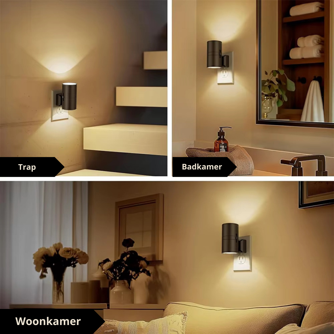 BowLift | Luxury Plug-In Ambient Night Light – Dimmable LED Wall Light with Sensor (3000K Warm Glow)