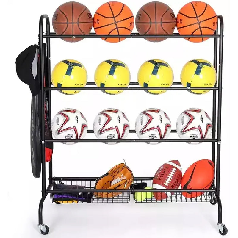 BowLift | Large Capacity Metal Garage Sports Equipment Organizer Ball Toys Storage Rack For Sports Gear & Rolling Balls Rack