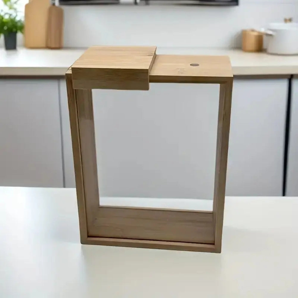 BowLift | Sliding Bamboo Wood Pasta Grain Storage Container