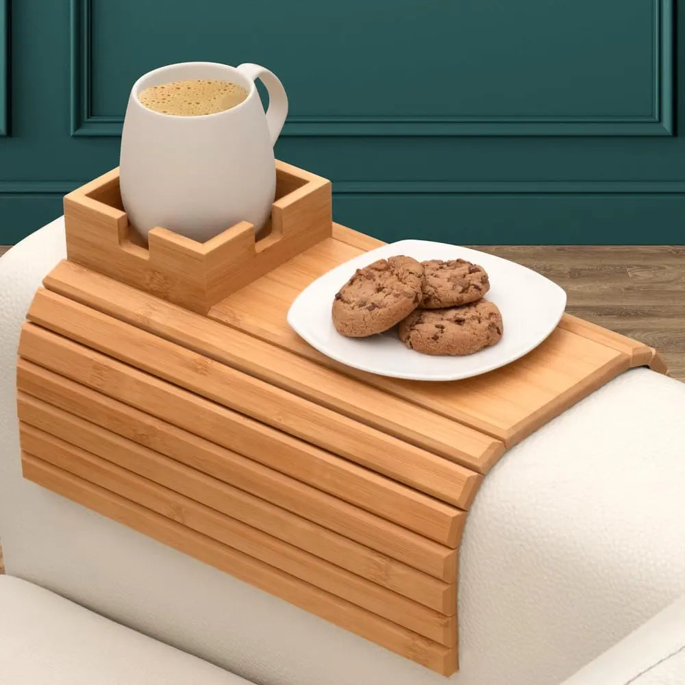 BowLift | Bamboo Armrest Tray — Eco-Friendly Cup and Snack Holder for the Sofa