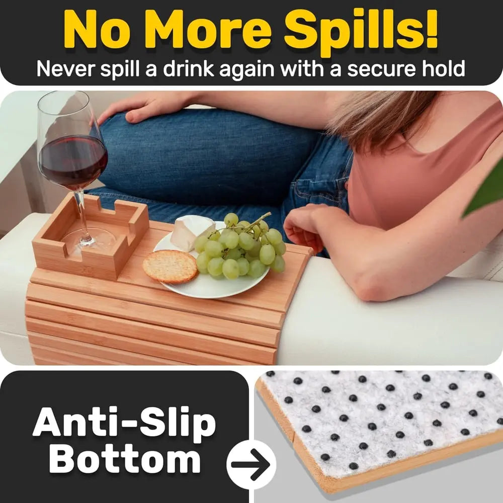 BowLift | Bamboo Armrest Tray — Eco-Friendly Cup and Snack Holder for the Sofa