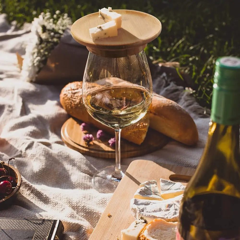 BowLift | Bamboo Wine Glass Snack Holder — Elegant Snack Holder for Wine Evenings