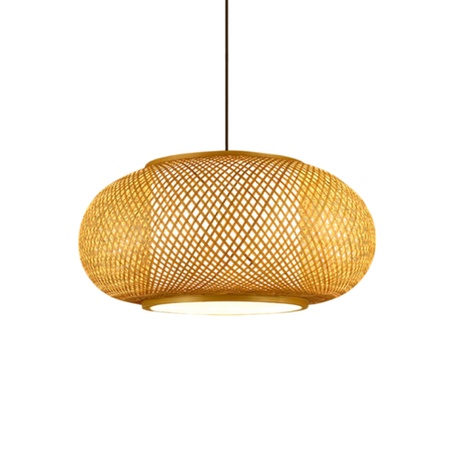 BowLift | Bamboo Hanging Lamp with Height Adjustment – Modern Lamp for Living Room and Dining Room, Soft LED Light