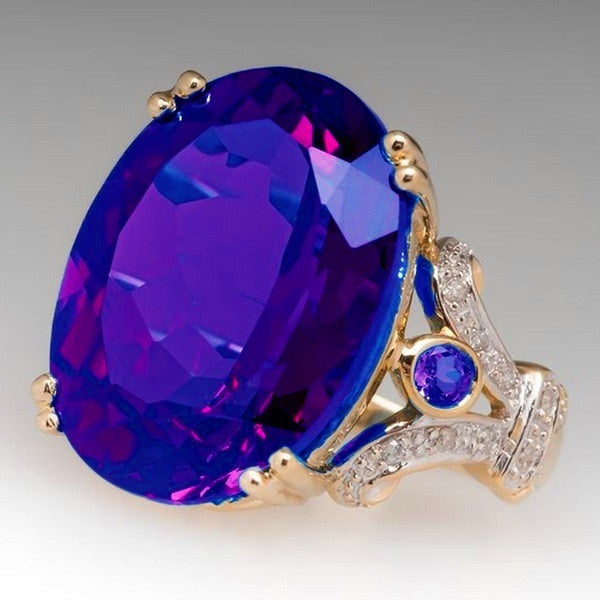 BowLift | Fashion Luxury Colorful Cubic Zirconia Ring Oval Stone Finger Ring For Women