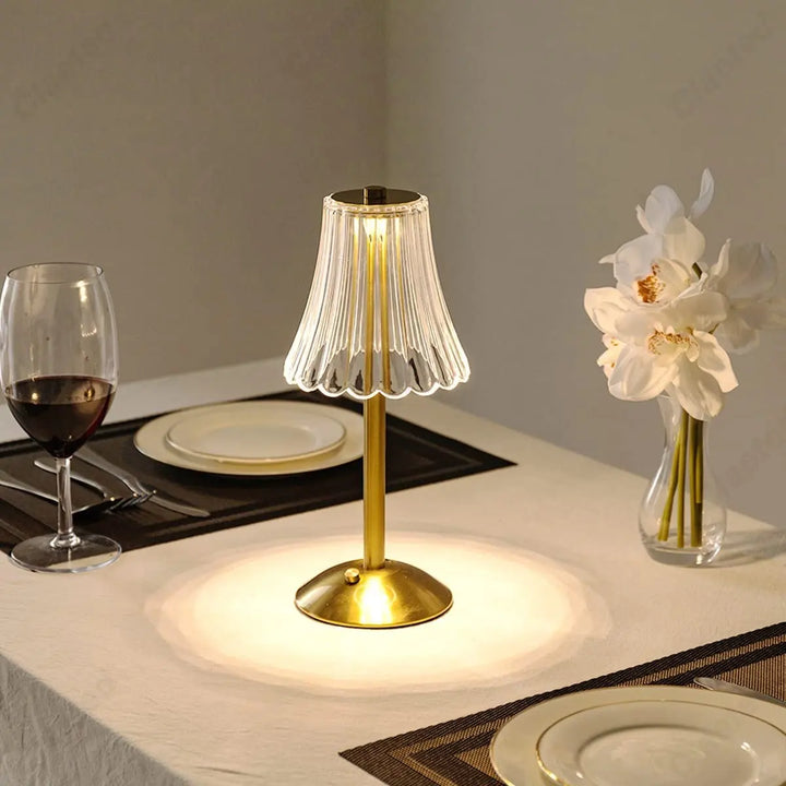 Wireless Table Lamp with Crystal Decor and Dimmable Lighting - GlamLight | Bowlift