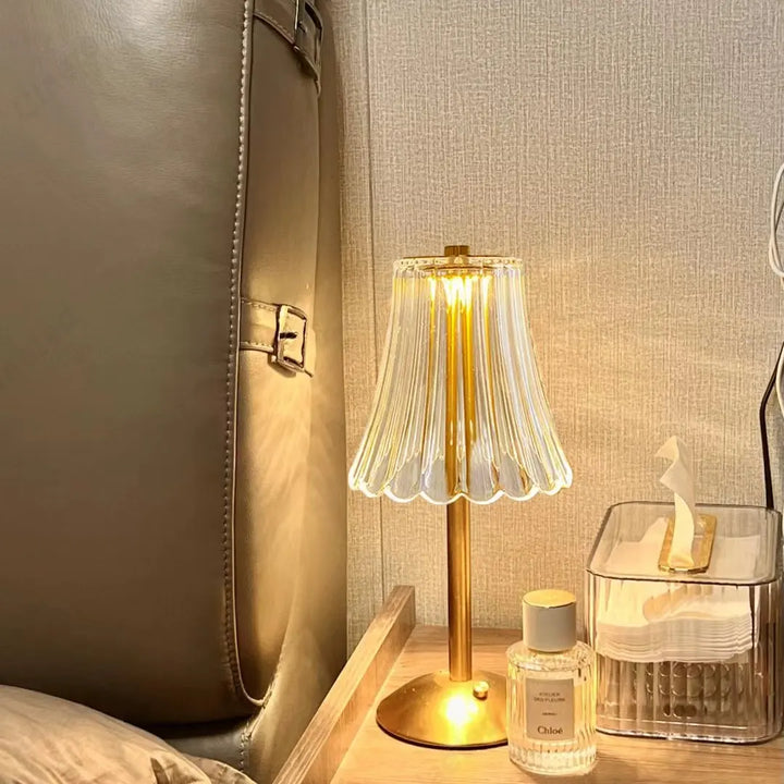 Wireless Table Lamp with Crystal Decor and Dimmable Lighting - GlamLight | Bowlift