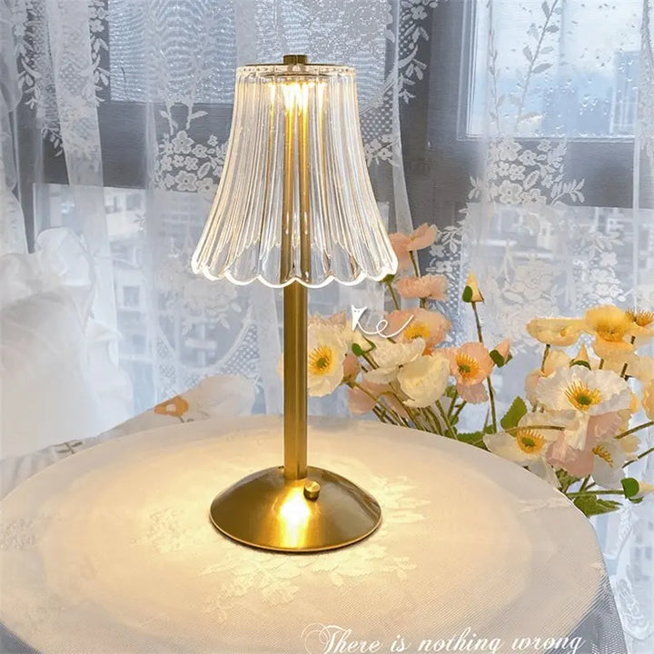 Wireless Table Lamp with Crystal Decor and Dimmable Lighting - GlamLight | Bowlift