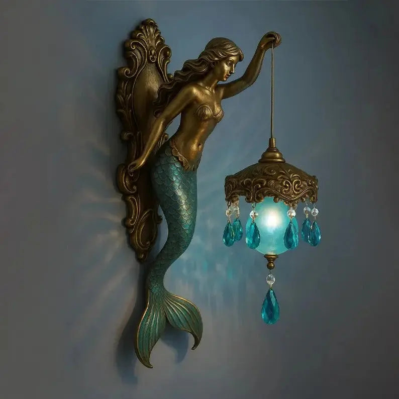 BowLift | Elegant Baroque Mermaid Wall Lamp – Artistic Maritime Wall Lighting for Atmospheric Spaces