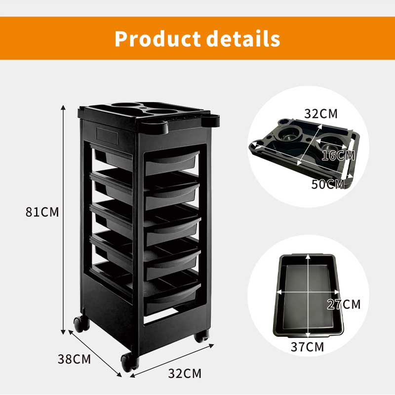 BowLift | Hairdressing Trolley With 5 Layers, Hair Dye Bowl And Hair Dryer Holder, 360 Degree Rotatable Storage