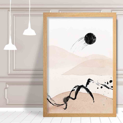 Abstract Beige and Black Landscape No. 2 Art Print | Bowlift