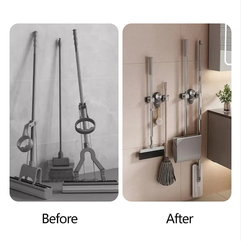 BowLift | Broom clamp with suction cups – Space-saving wall holder with adjustable hooks