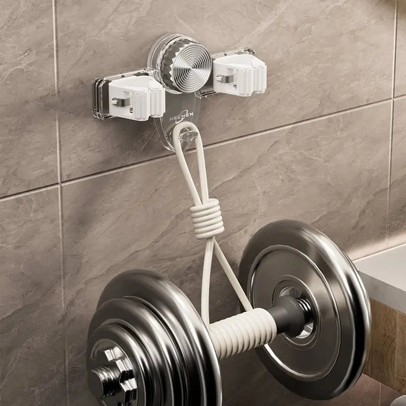 BowLift | Broom clamp with suction cups – Space-saving wall holder with adjustable hooks