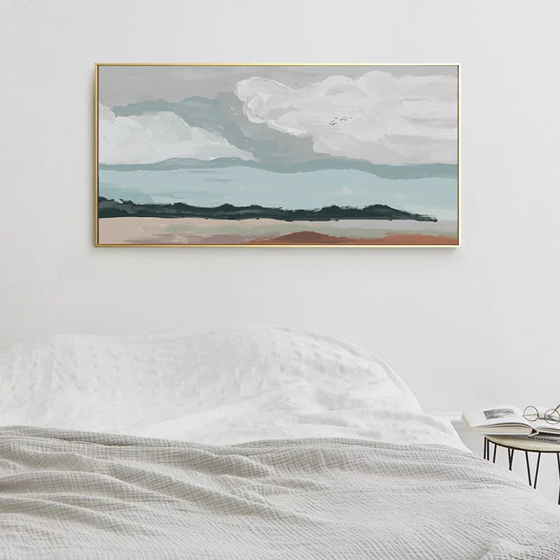 Big Sky Abstract Landscape Wall Art Fine Art Canvas Print Neutral Color Picture For Modern Apartment Living Room Nordic Picture For Above The Bed | Bowlift