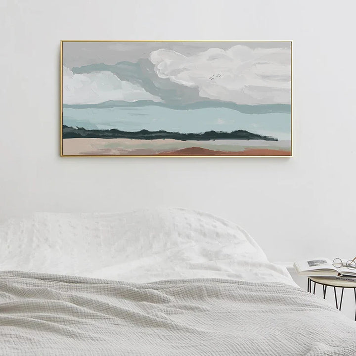 Big Sky Abstract Landscape Wall Art Fine Art Canvas Print Neutral Color Picture For Modern Apartment Living Room Nordic Picture For Above The Bed | Bowlift