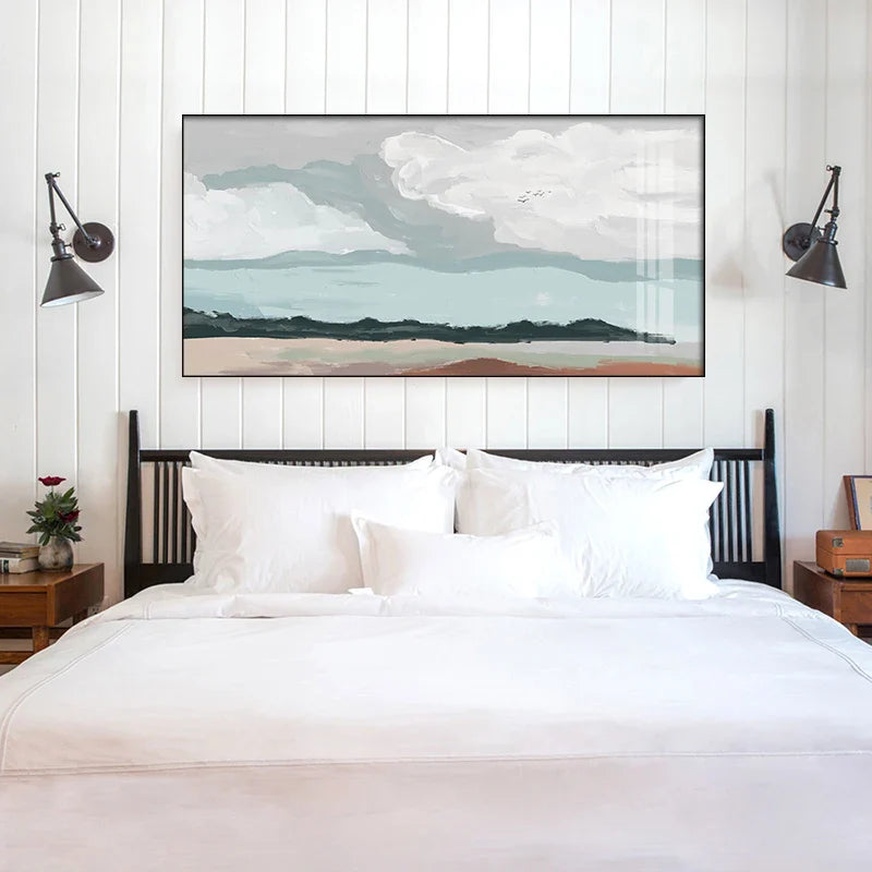 Big Sky Abstract Landscape Wall Art Fine Art Canvas Print Neutral Color Picture For Modern Apartment Living Room Nordic Picture For Above The Bed | Bowlift