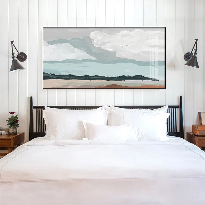 Big Sky Abstract Landscape Wall Art Fine Art Canvas Print Neutral Color Picture For Modern Apartment Living Room Nordic Picture For Above The Bed | Bowlift