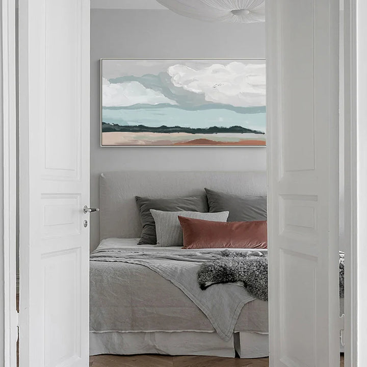 Big Sky Abstract Landscape Wall Art Fine Art Canvas Print Neutral Color Picture For Modern Apartment Living Room Nordic Picture For Above The Bed | Bowlift