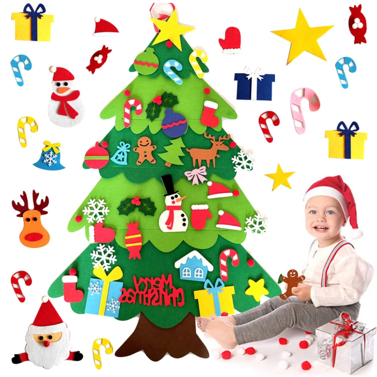 BowLift | Felt Christmas Tree for Kids – Montessori Learning Toy with 32 Ornaments