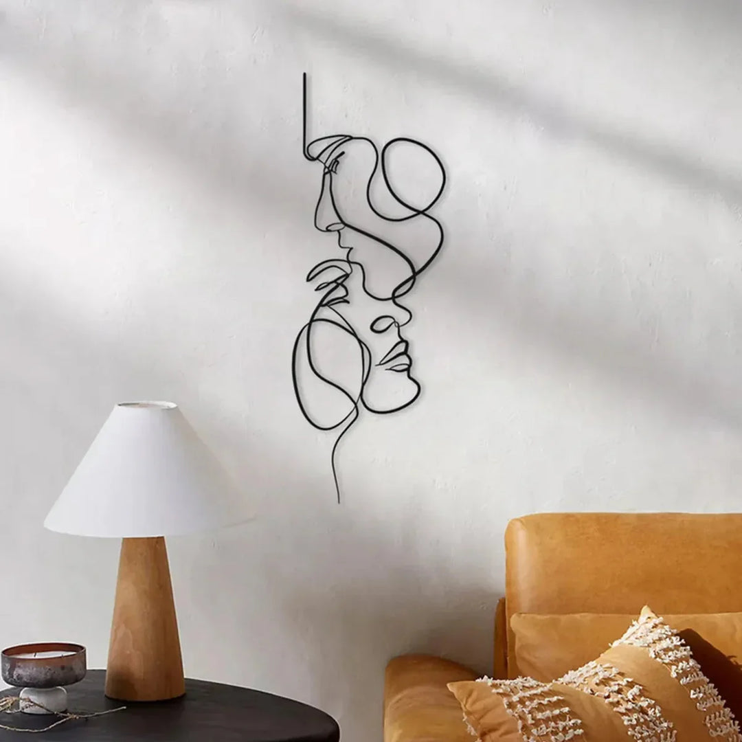 BowLift | Black Metal Wall Art Wall Decoration Abstract Iron Wall Sculpture Minimalist Face Line Home Decor Craftsmanship
