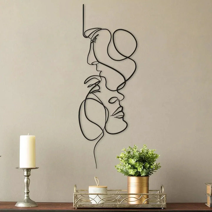 BowLift | Black Metal Wall Art Wall Decoration Abstract Iron Wall Sculpture Minimalist Face Line Home Decor Craftsmanship