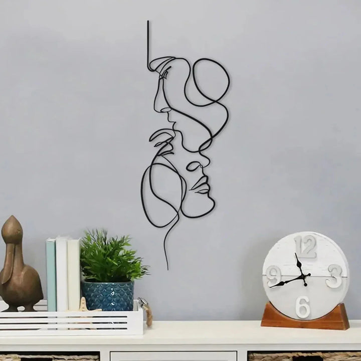 BowLift | Black Metal Wall Art Wall Decoration Abstract Iron Wall Sculpture Minimalist Face Line Home Decor Craftsmanship