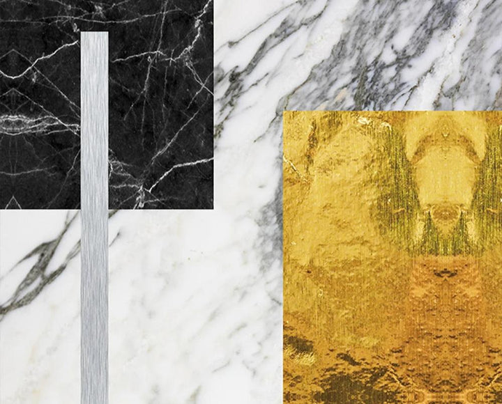Black Golden Block Marble Abstract Wall Art Fine Art Canvas Prints Modern Geometric Pictures For Living Room Home Office Art Decor | Bowlift