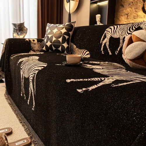 BowLift | Black Stride Zebra Sofa Cover