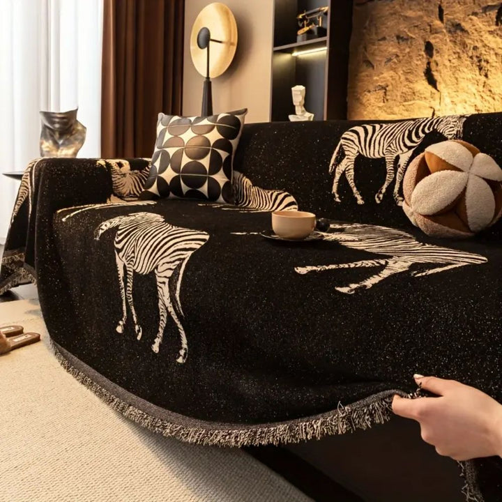 BowLift | Black Stride Zebra Sofa Cover