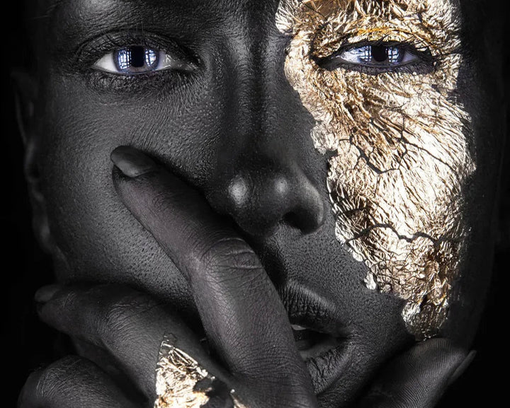 Black Golden African Woman Poster Wall Art Fine Art Canvas Print Portrait Picture For Modern Apartment Living Room Interior Design | Bowlift