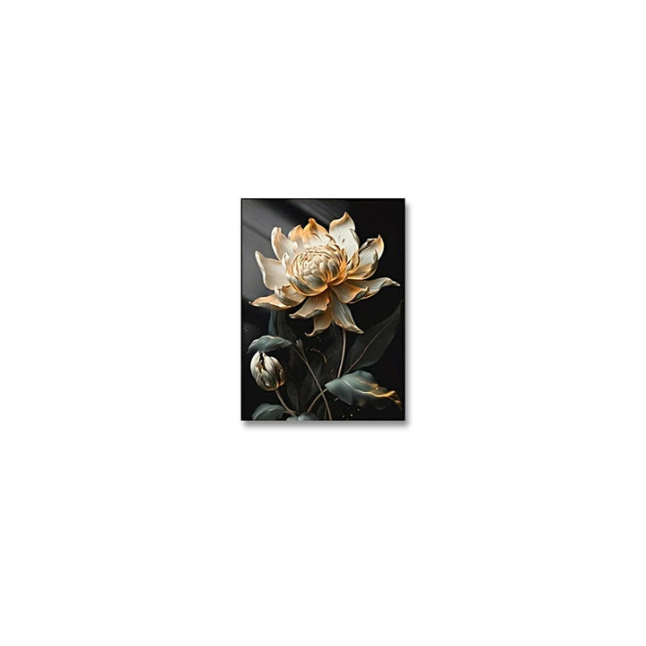 Black Golden Floral Wall Art Fine Art Canvas Prints Modern Botanical Pictures For Living Room Bedroom Light Luxury Home Decor | Bowlift