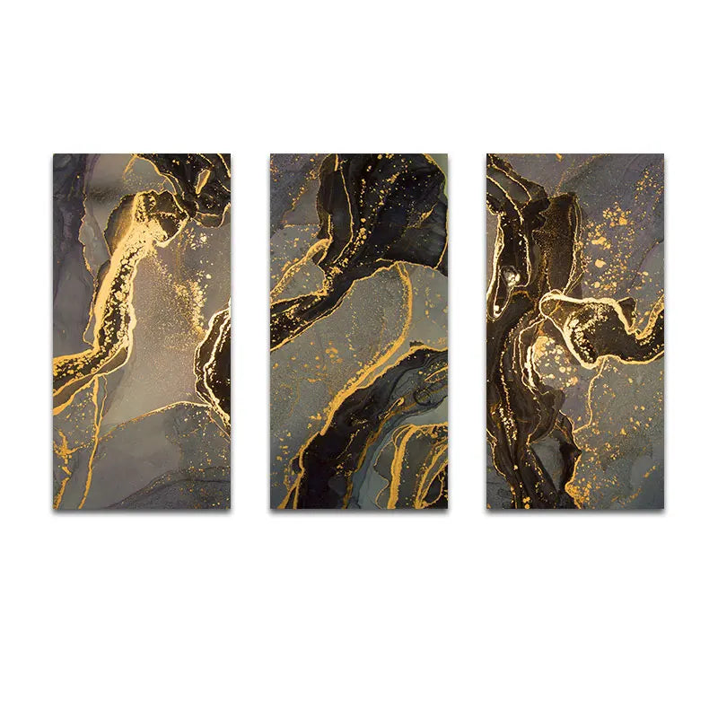 Black Golden Line Marble Print Wall Art Fine Art Canvas Prints Tall Vertical Rectangle Artwork Pictures For Living Room Light Luxury Home Decor | Bowlift