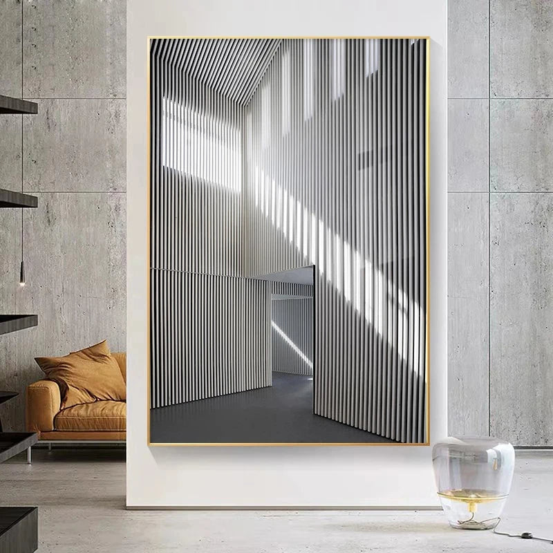 Black White Architectural Interiors Wall Art Fine Art Canvas Prints Print Pictures For Modern Loft Living Room Home Office Decor | Bowlift