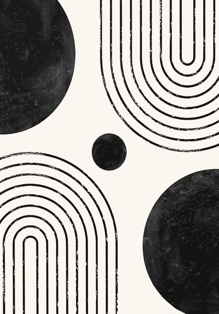Black White Minimalist Geometric Curves Line Art Wall Art Fine Art Canvas Prints Pictures For Modern Apartment Living Room Home Office Decor | Bowlift