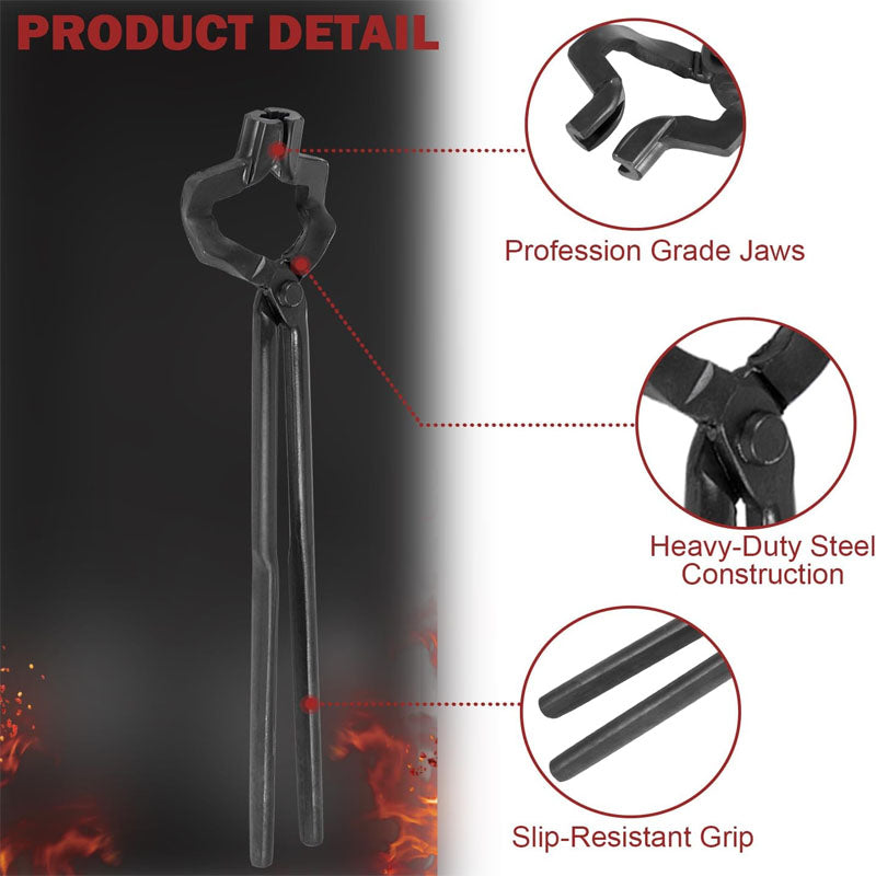 BowLift | 16"Z- V-Bit Style Tongs  Blacksmith Tongs Z-Jaw Offset Knife Making Tongs Blacksmith for Beginner and Seasoned Blacksmiths Bladesmiths and Craftsmen
