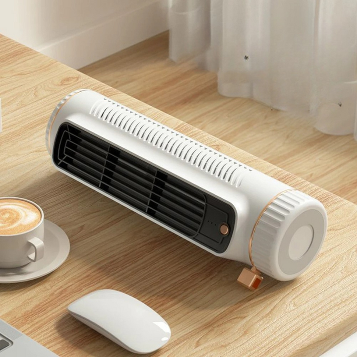 BowLift | CoolBreeze Mini – Portable bladeless tower fan with USB charging function