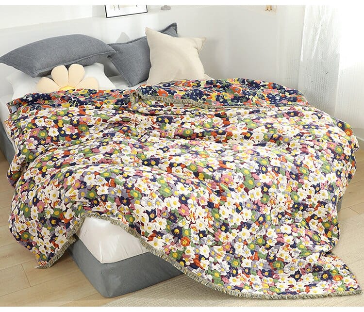 Bloom Pastoral Flower Throw Blanket Bowlift