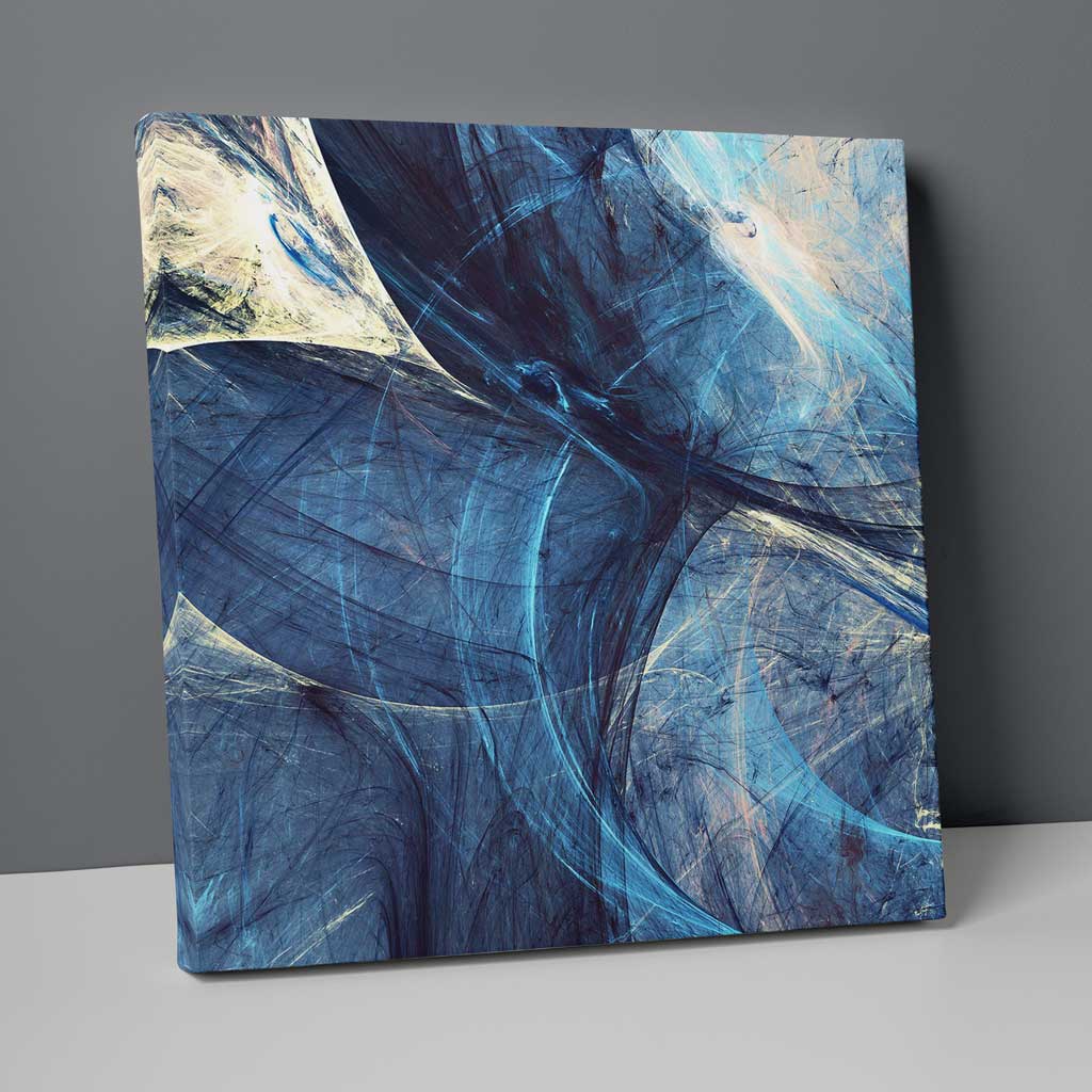 Abstract Fractal Blue and Yellow No. 3 Print on Canvas | Bowlift