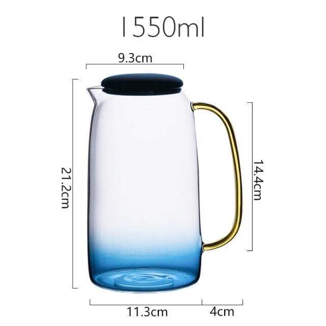 Blue glass pitcher with matching drinking glass Bowlift