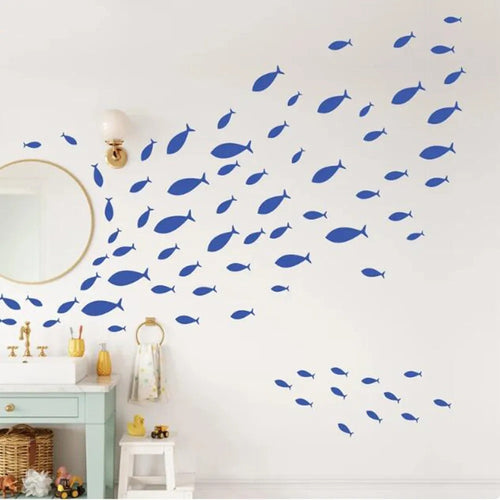 Little Fish Swimming Calming Wall Stickers Removable Peel and Stick PVC Wall Decals For Bathroom Bedroom Creative DIY Home Decor | Bowlift