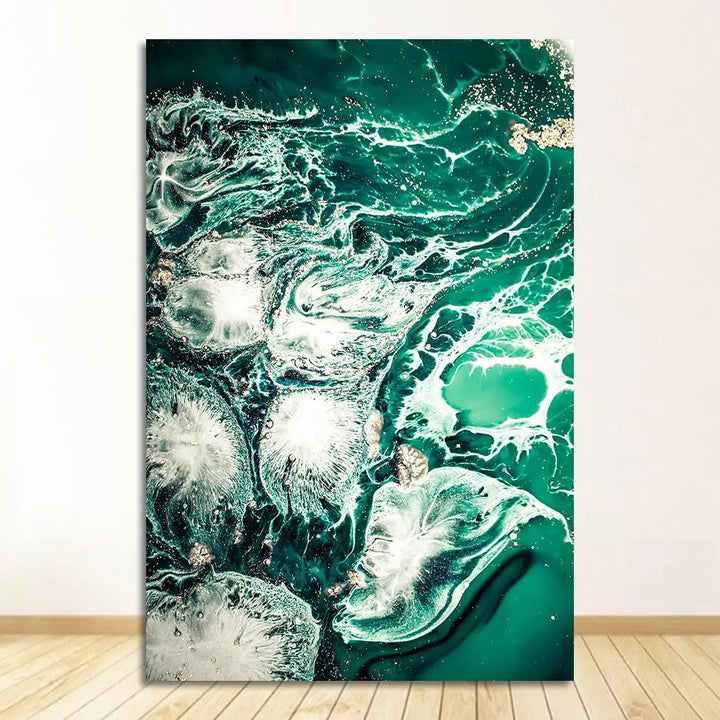 Blue Aqua Green Liquid Marble Print Wall Art Fine Art Canvas Prints Nordic Pictures For Living Room Bedroom Home Office Art Decor | Bowlift