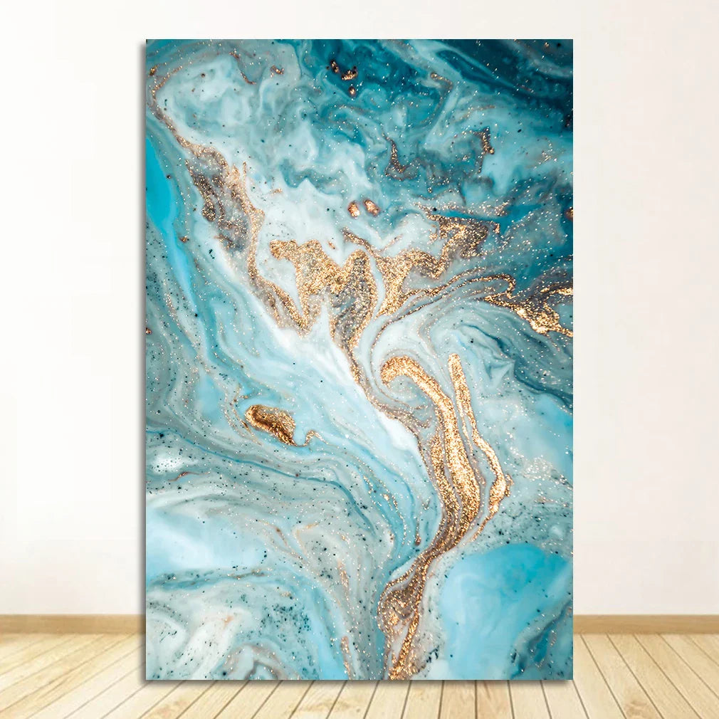 Blue Aqua Green Liquid Marble Print Wall Art Fine Art Canvas Prints Nordic Pictures For Living Room Bedroom Home Office Art Decor | Bowlift