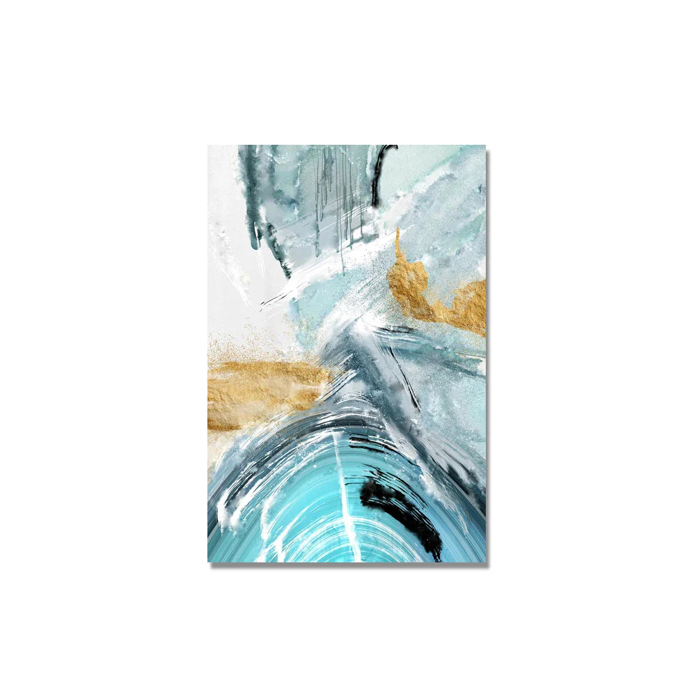 Blue Golden Nordic Marble Print Abstract Wall Art Fine Art Canvas Prints Pictures For Living Room Bedroom Home Office Decor | Bowlift
