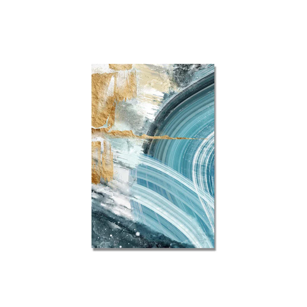 Blue Golden Nordic Marble Print Abstract Wall Art Fine Art Canvas Prints Pictures For Living Room Bedroom Home Office Decor | Bowlift
