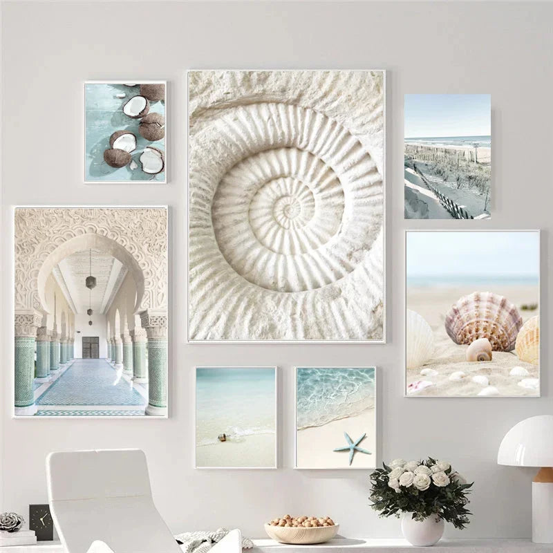 Blue Ocean Beach Landscape Tropical Getaway Travel Dreams Wall Art Fine Art Canvas Prints Posters Summer Gallery Wall Pictures For Living Room Decor | Bowlift