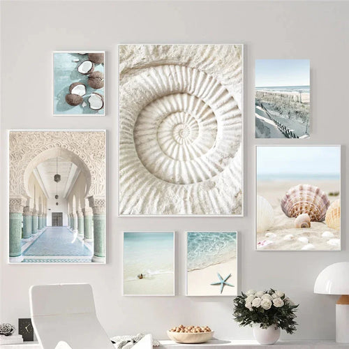 Blue Ocean Beach Landscape Tropical Getaway Travel Dreams Wall Art Fine Art Canvas Prints Posters Summer Gallery Wall Pictures For Living Room Decor | Bowlift